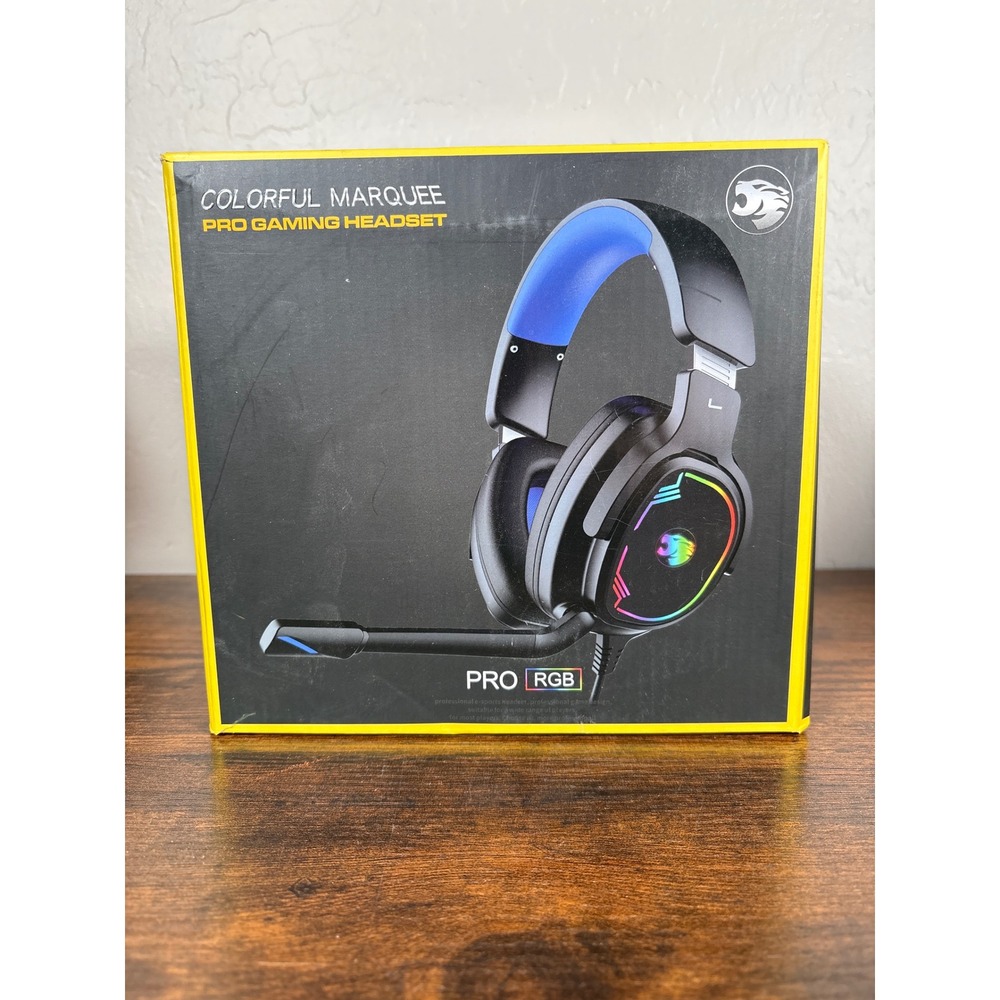 Colorful Marquee A82 Pro Gaming Headset RGB Wired Over Ear Black Blue NEW